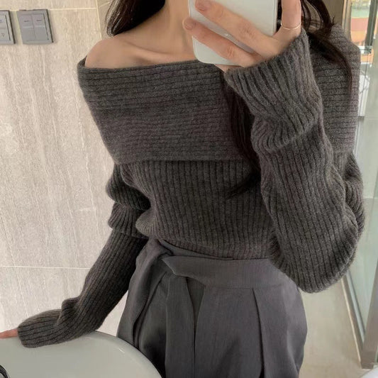 Off-the-shoulder Knit Sweater